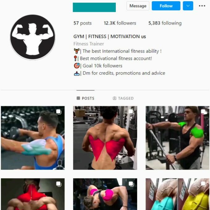 12K Bodybuilding Gym Instagram Account for sale