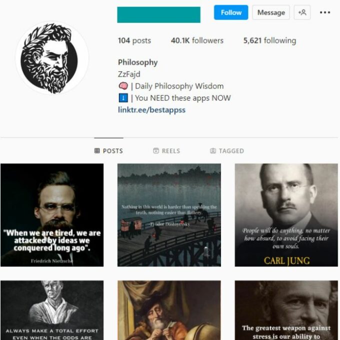 35K Philosophy Quotes Instagram Account for sale