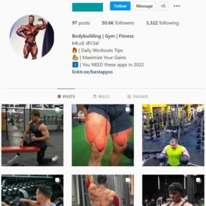 50K Male Fitness Gym Instagram Account for sale