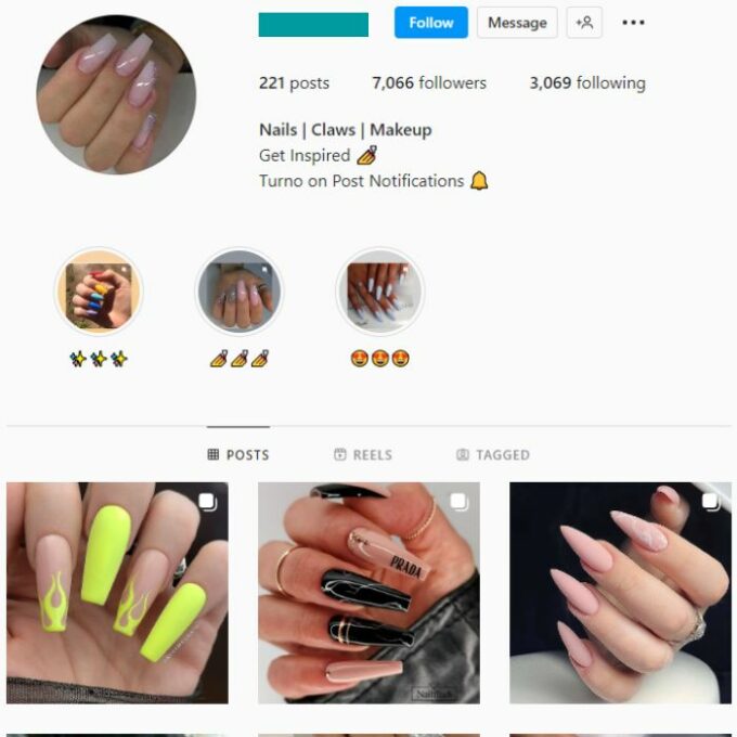 7K Beauty Nails Instagram Account for sale