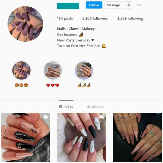 8K Beauty Nails Instagram Account for sale