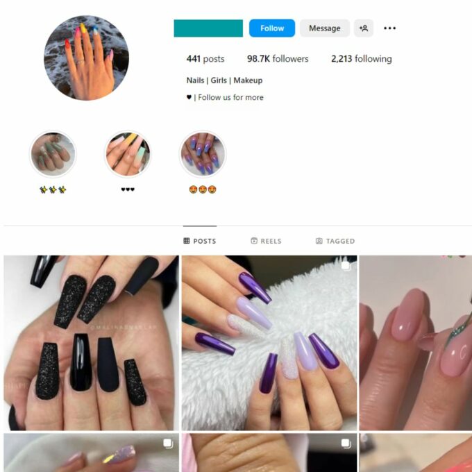 98K Nails Girls Makeup Instagram Account for Sale