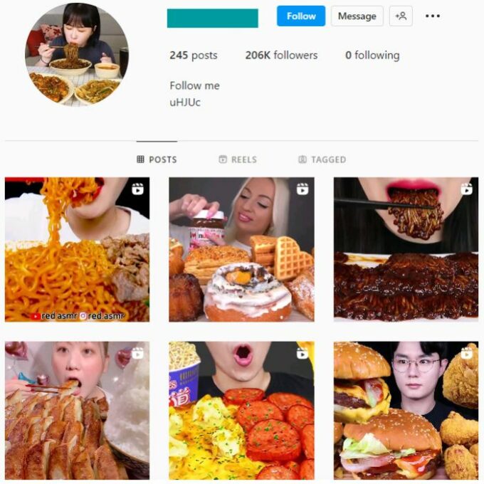 100K Food Mukbang Instagram Account for sale