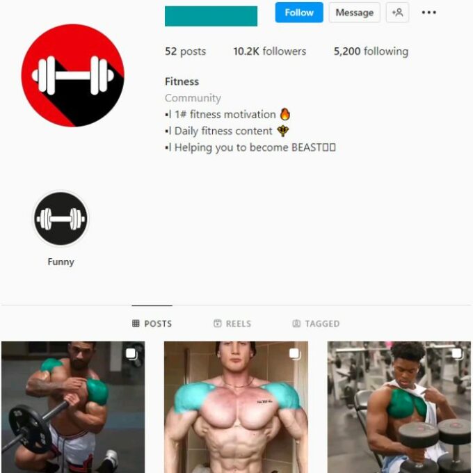 10K Bodybuilding Gym Instagram Account for sale