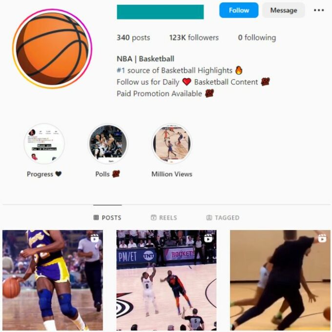 120K Basketball NBA Instagram Account for sale