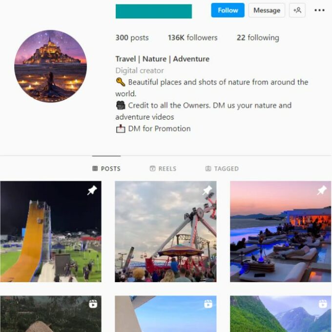 130K Travel Nature Instagram Account for sale