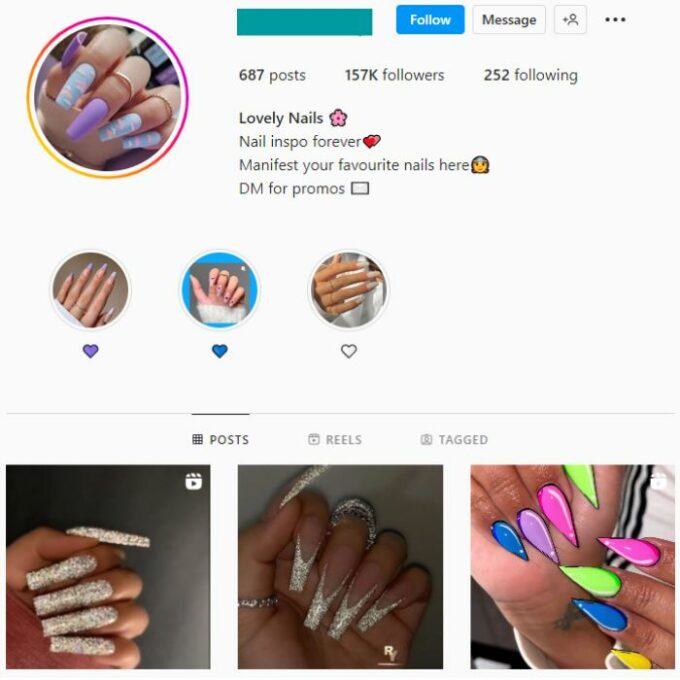 150K Beauty Nails Instagram Account for sale