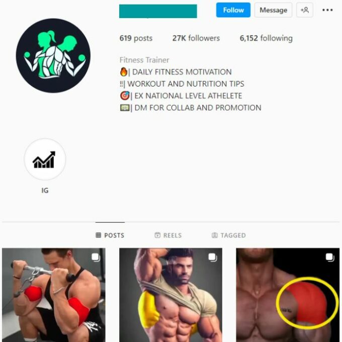 25K Male Fitness Gym Instagram Account for sale