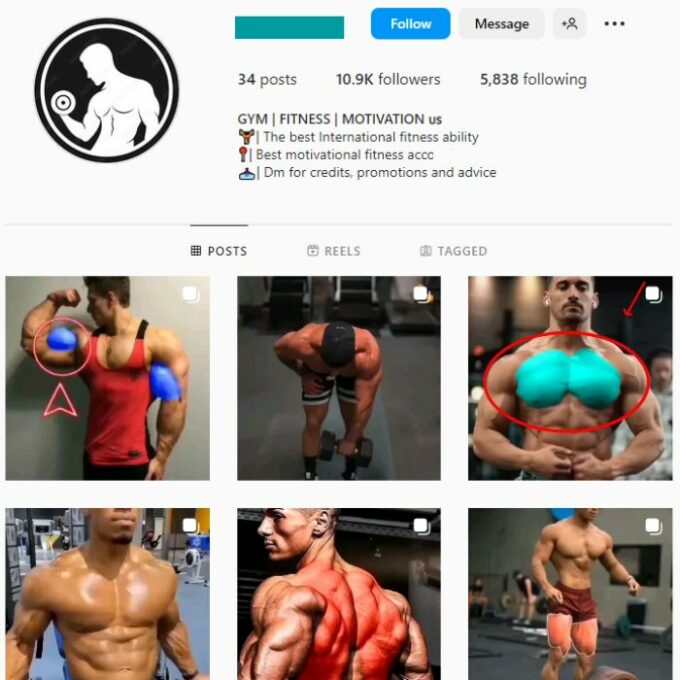 10K Male Fitness Gym Instagram Account for sale