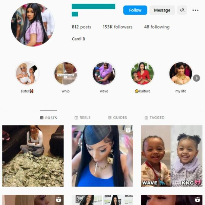 150K Cardi B Fan Instagram Account for sale