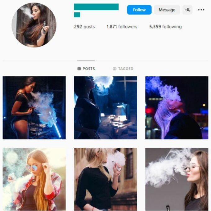 1K Smoke Vape Instagram Account for sale