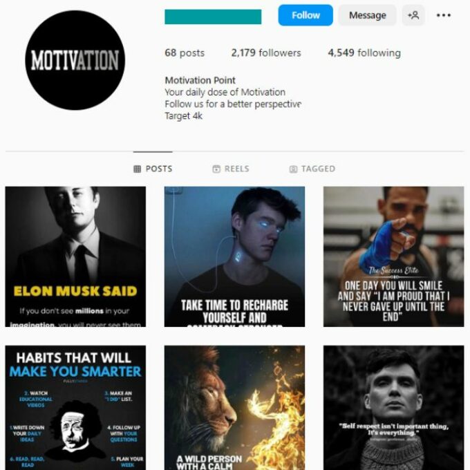 2K Motivation Quotes Instagram Account for sale