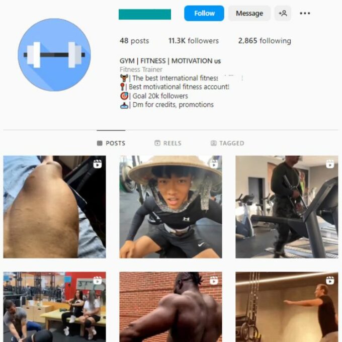 10K Bodybuilding Gym Instagram Account for sale