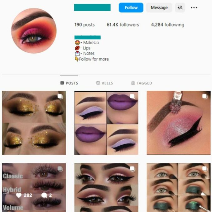 60K Beauty Makeup Instagram Account for sale