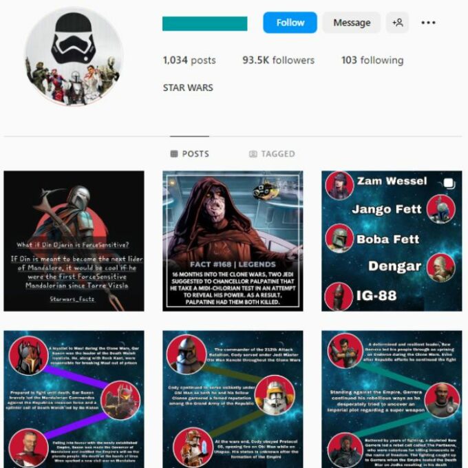 90K Starwars Instagram Account for sale