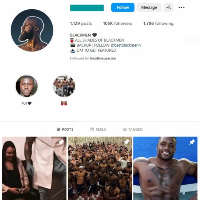 100K Black Men Instagram Account for sale