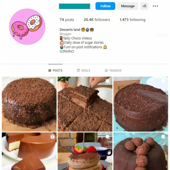 25K Food Desserts Instagram Account for sale