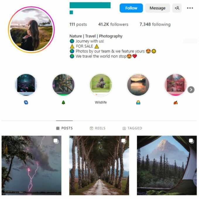 40K Travel Nature Instagram Account for sale