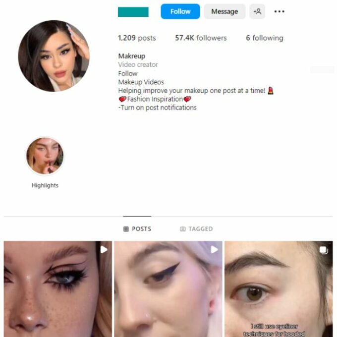 55K Beauty Makeup Instagram Account for sale