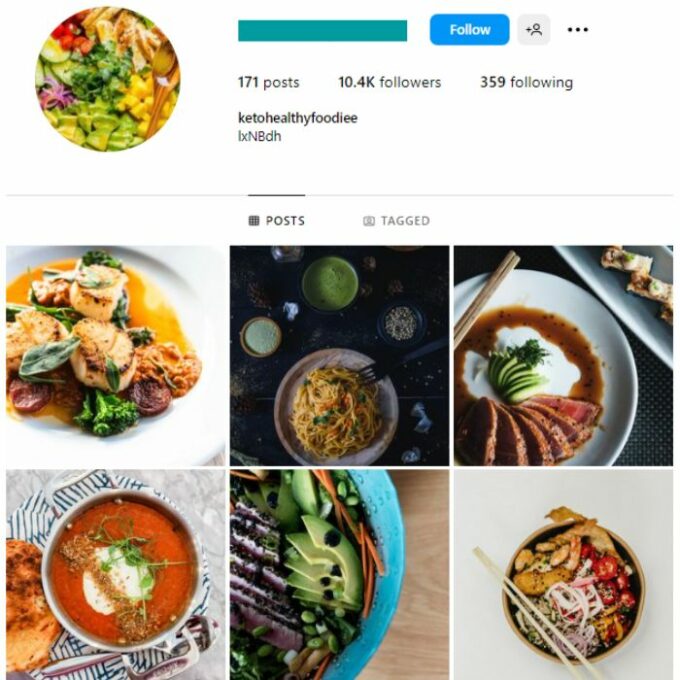 10K Keto Diet Food Instagram Account for sale