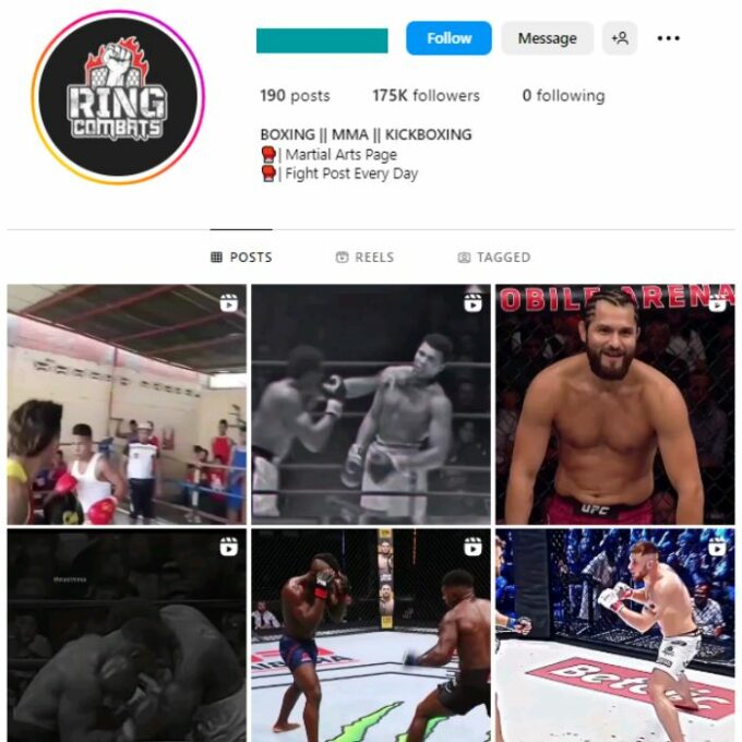 170K MMA Boxing Instagram Account fpr sale