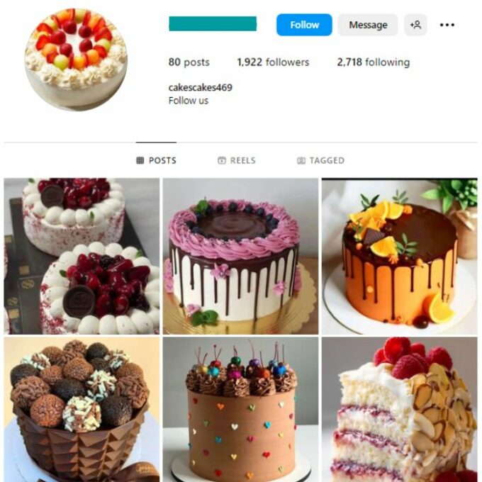 1K Desserts Cakes Instagram Account for sale