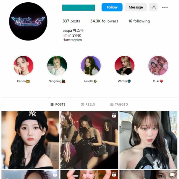 30K Aespa K-Pop Girl Group Fan Instagram Account for sale