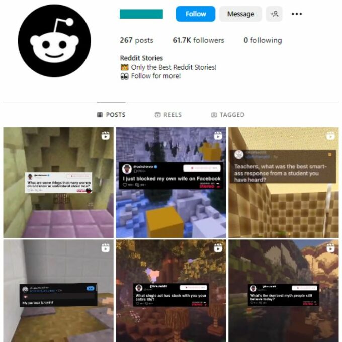 60K Minecraft Gaming Instagram Account for sale