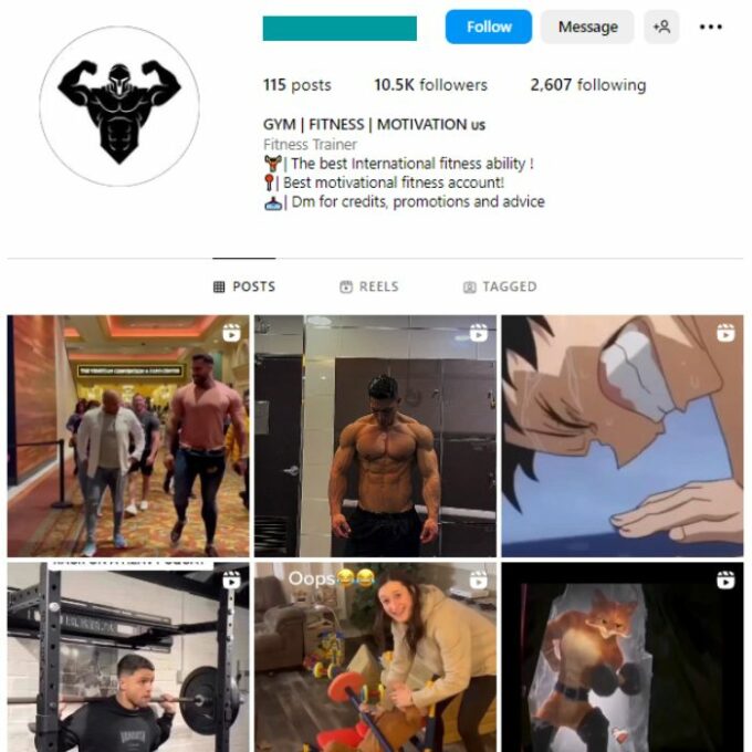 10K Fitness Bodybuilding Instagram Account for sale