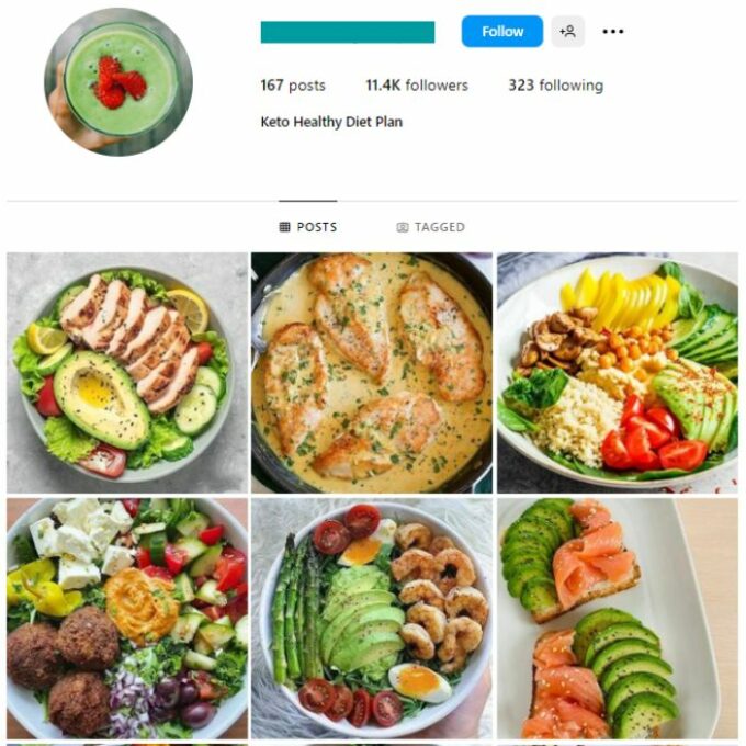 11K Food Keto Diet Instagram Account for sale