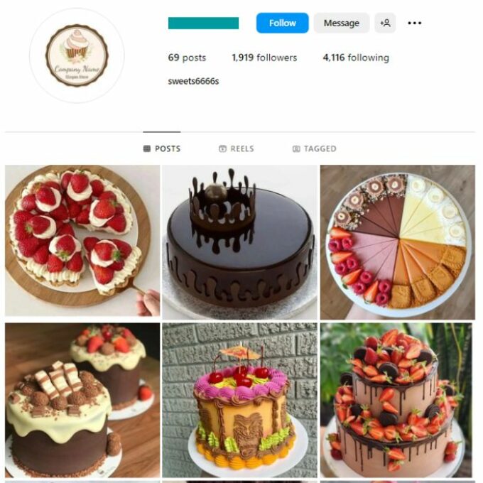 1K Desserts Cakes Instagram Account for sale