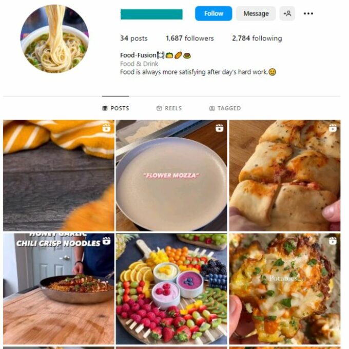 1K Nutrition Food Instagram Account for sale