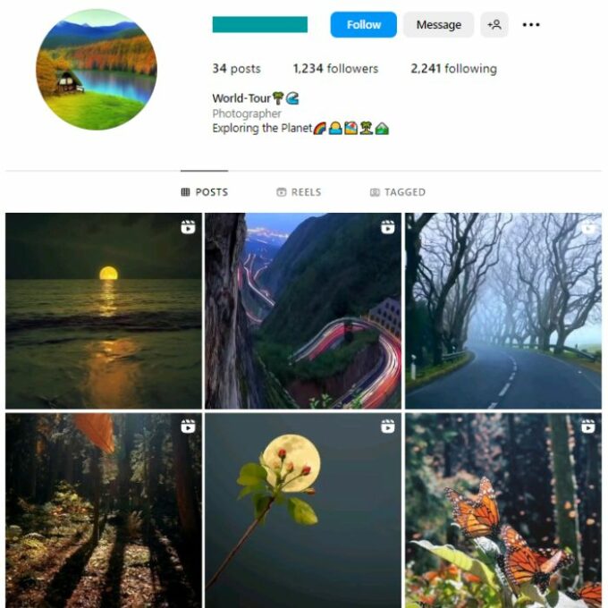 1K Travel Nature Instagram Account for sale