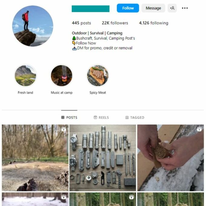 20k Camping Outdoors Instagram Account for sale