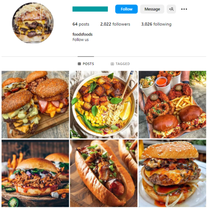 2K Fast Food Instagram Account for sale