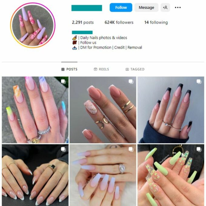 610K Beauty Nails Instagram Account for sale