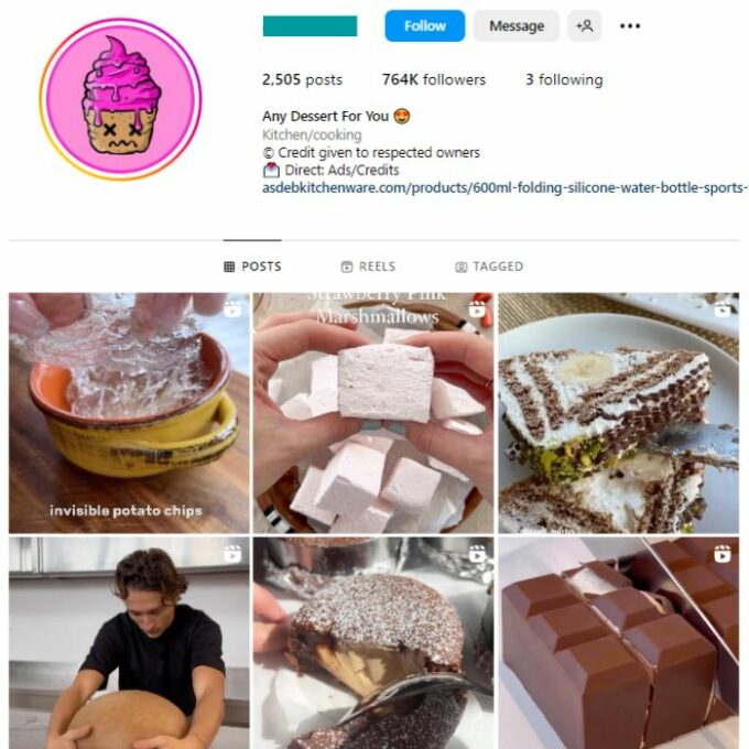 760K Food Desserts Instagram Account for sale