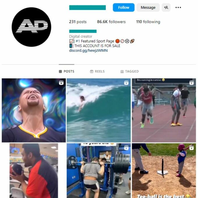 85K Athletics Sports Instagram Account for sale