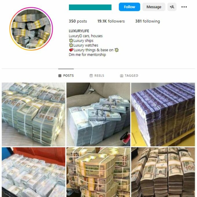 19K Money Motivation Instagram Account for sale