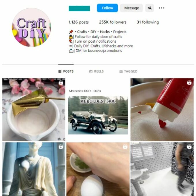 250K DIY Crafts Instagram Account for sale