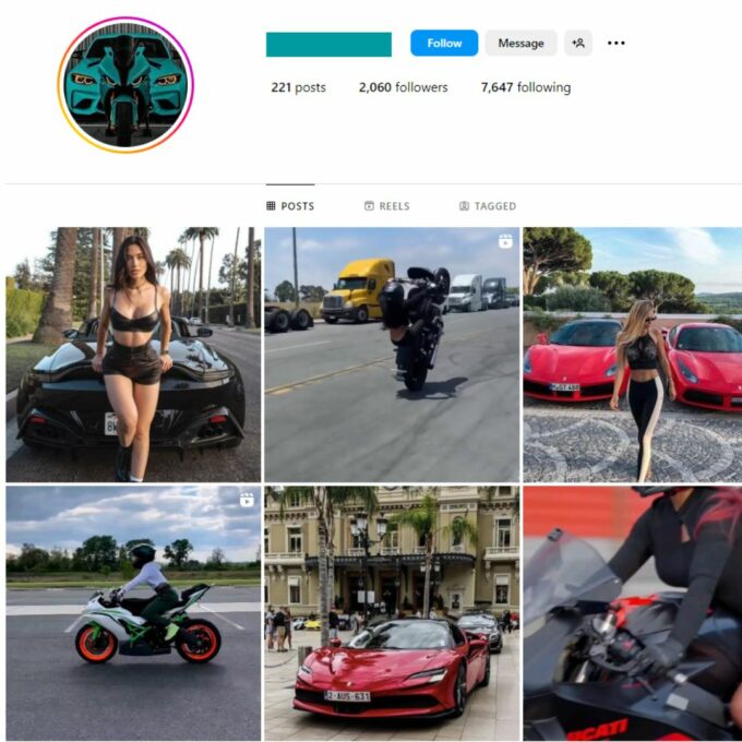 2K Bikes Motorcycles Instagram Account for Sale