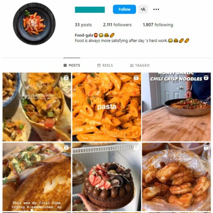 2K Fast Food Instagram Account for sale
