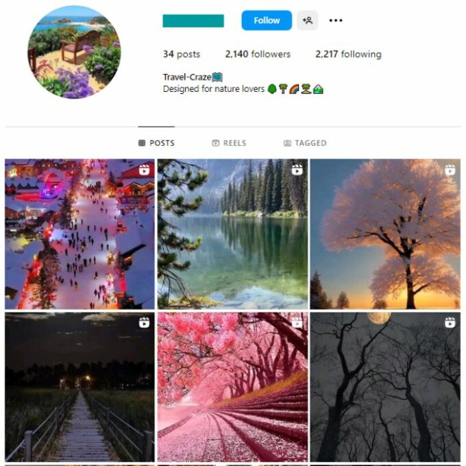 2K Travel Nature Instagram Account for sale