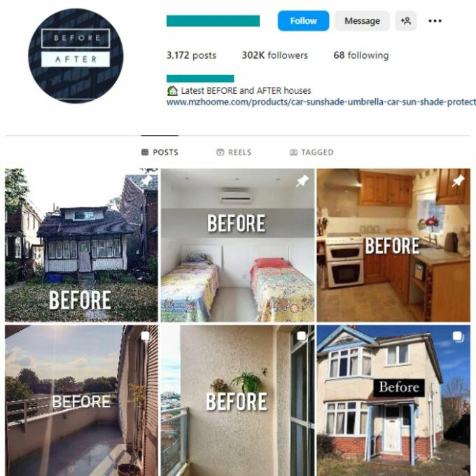 300K Real Estate Renovations Instagram Account for sale