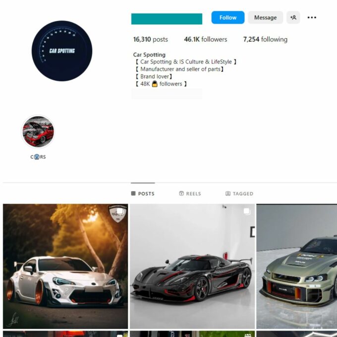 45K Luxury Super Cars Instagram Account for Sale