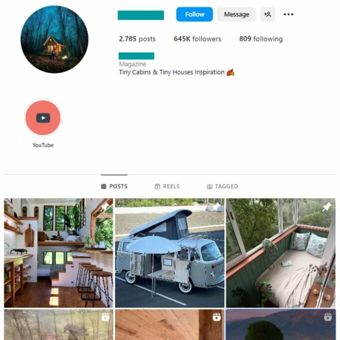 640K Architecture Tiny Houses Instagram Account for sale