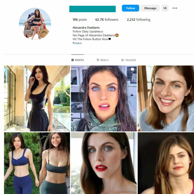 Buy Alexandra Daddario Instagram Account with 60K Followers