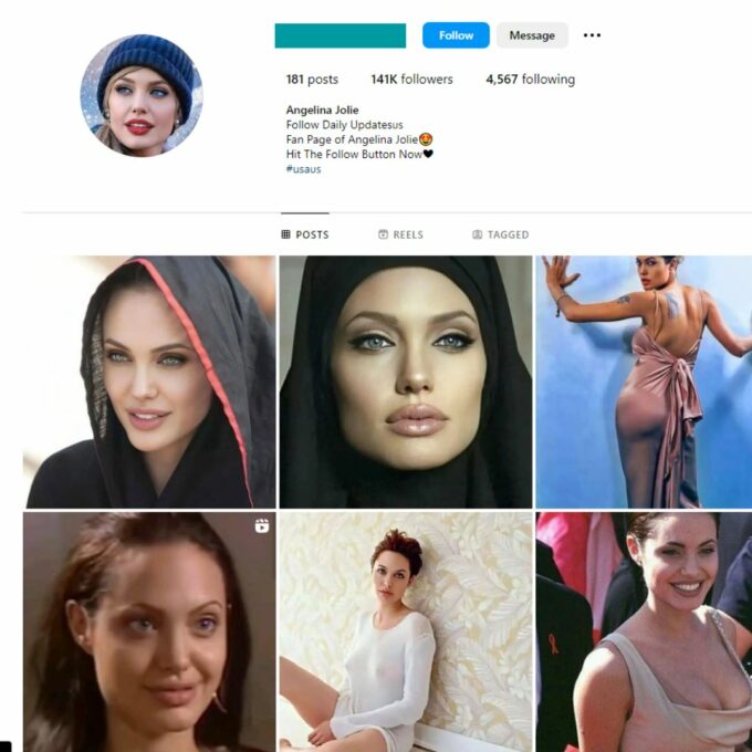 Buy Angelina Jolie Fan Instagram Account with 140K Followers