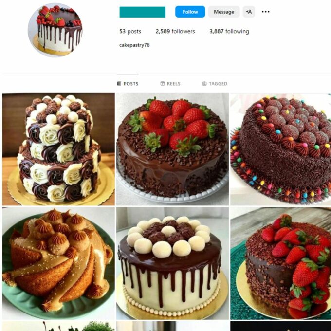Buy Cakes Food Instagram Account with 2K Followers