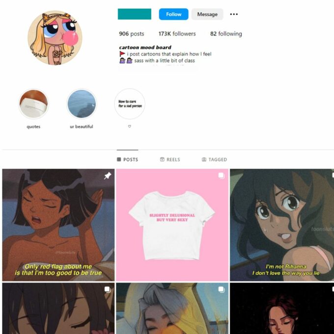 Buy Cartoon Quotes Instagram Account with 170K Followers